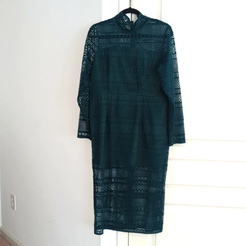 Dark green mesh pattern dress Large - Picture 1 of 8